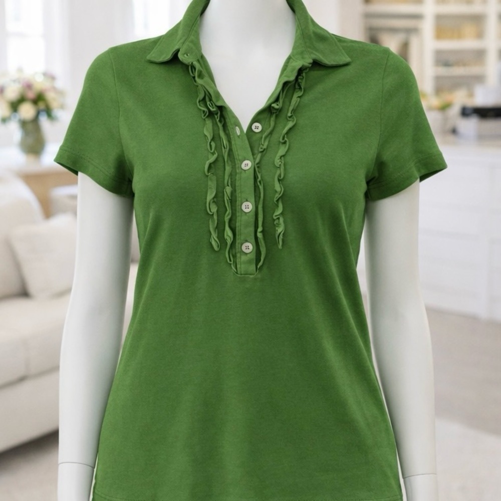 Talbots Green Ruffle Button Shirt Women’s M – Casual Top - Picture 8 of 10